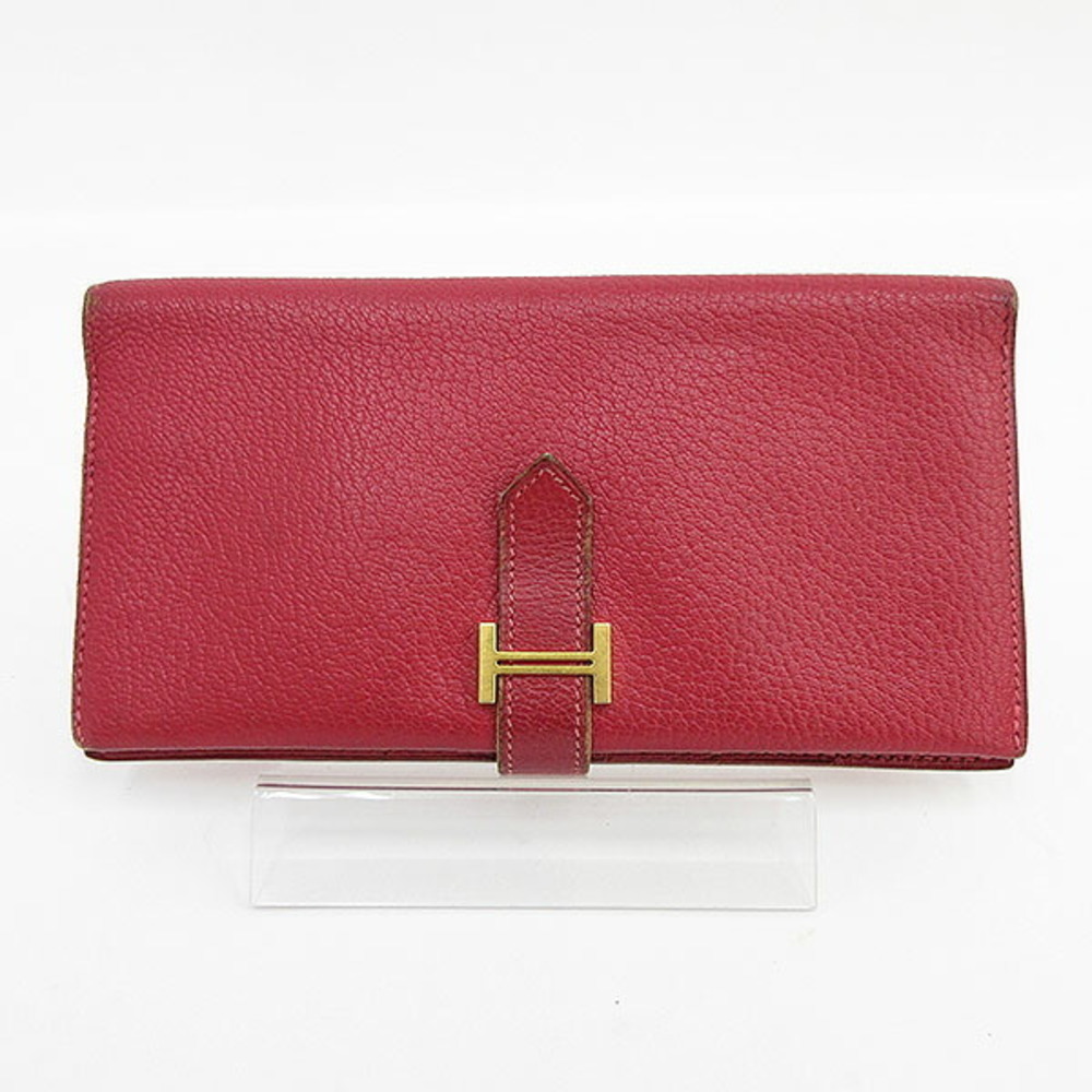 HERMES Bearn Classic Chevre Pink Red